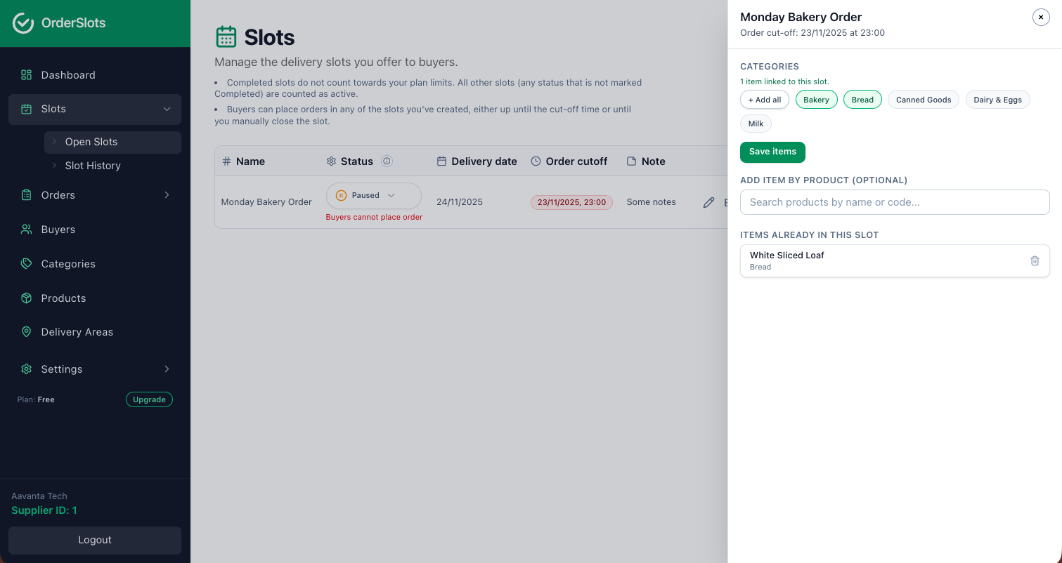 Receive Orders Before Cutoff screenshot