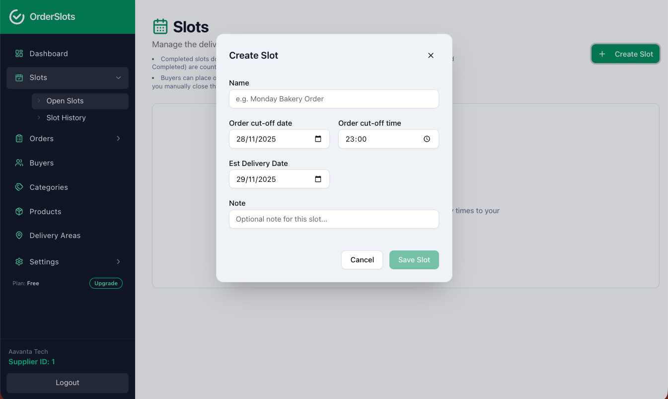 Create Your First Slot screenshot